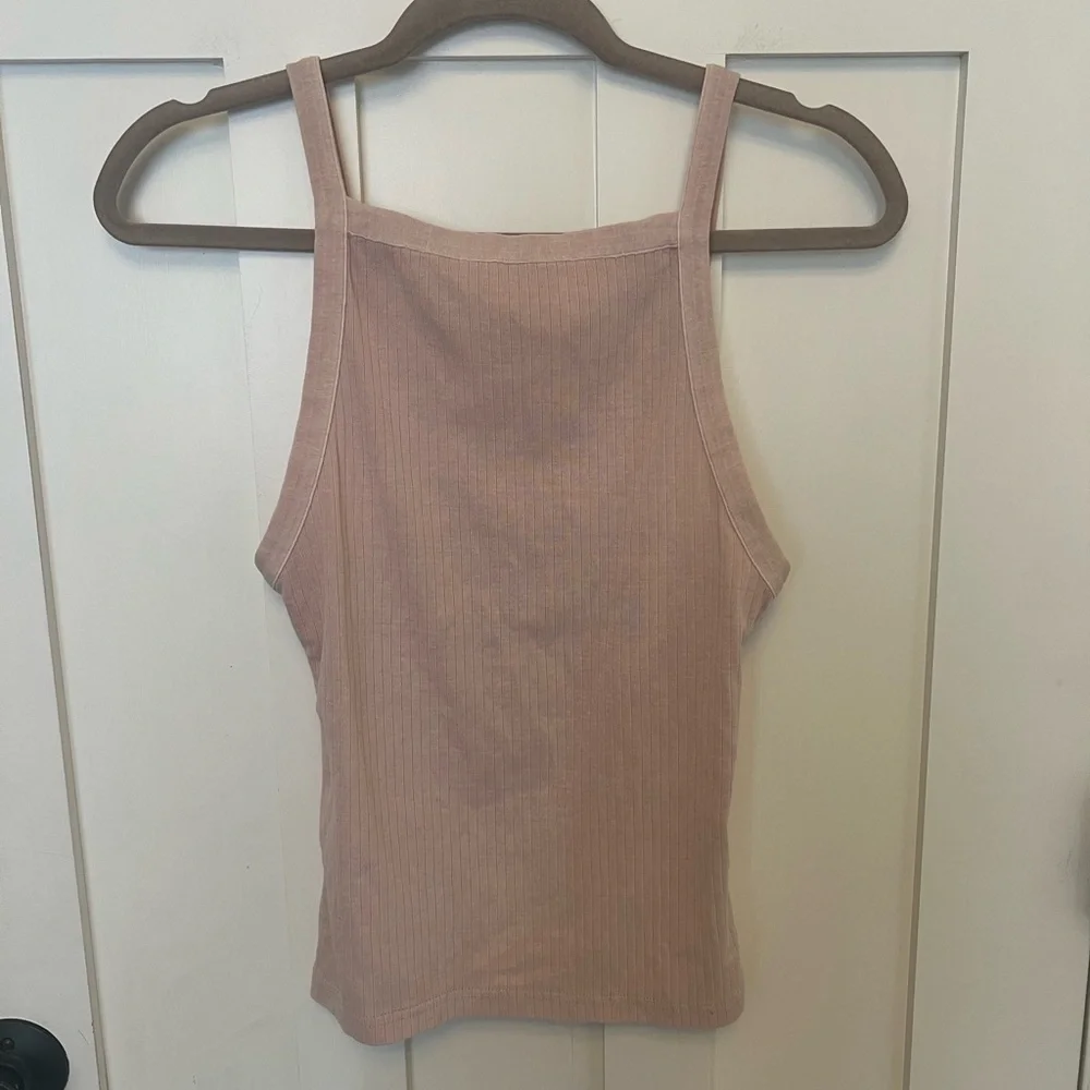 Free People Intimately Set Up Pale Pink High Square Neck Ribbed Tank Top XS